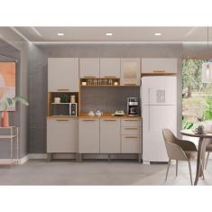 Cozinha Completa com Aereo Vidro Reflecta 4 peças New Valência -  Cinamomo/Off White