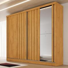 Guarda Roupa Casal Ripado com Espelho 2 Portas de Correr 100 MDF Galati Made Marcs