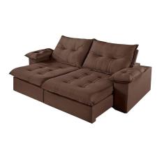 Sofá 2 Lugares Retrátil E Reclinável Martins M-183 Veludo Marrom