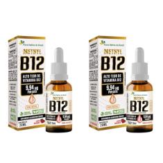 Kit 2x Vitamina B12 Sublingual (Metilcobalamina) 9,94 mcg por gota 20ml - Flora Nativa Sabor:Morango