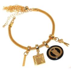 Pulseira Berloque Pedagogia Professora Caderno Folheado 18k - Milena F