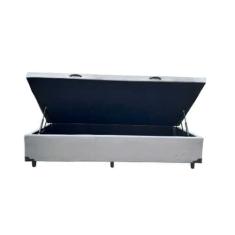 Cama Box Baú Solteiro Blindado Suede Cinza com pistão a gás