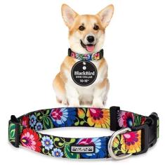 Lucky Love Dog - Coleira ajustável para cães pequenos a grandes, durável e confortável para cães machos e fêmeas, coleira para filhotes e cães adultos - melro, pequeno