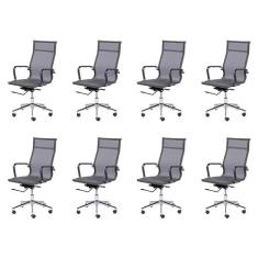 Kit 8 Cadeiras para Escritório Presidente Esteirinha com Relax Corino 3303 Or Design