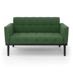 Sofá Namoradeira 2 Lugares Base De Madeira Preto Elisa Suede D03 - D'rossi Cor Verde