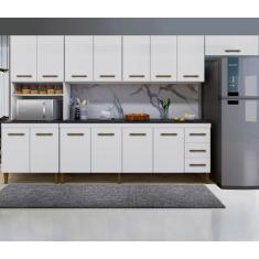 Cozinha Completa Atenas 14 Portas 3 Gavetas Kaiki Móveis - Branco