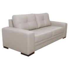 Sofá 3 Lugares Sala de Estar Milano 210cm Couro Off White - Gran Belo