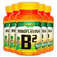 Kit 5 Vitamina B2 Riboflavina Unilife 60 cápsulas