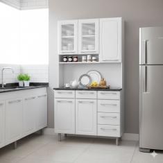 Conjunto de Cozinha Compacta Itatiaia Prisma 6 Portas 3 Gavetas 1 Nicho e Balcão de Apoio Aço - 105cm de Largura