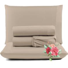 Jogo de Lençol Dia a Dia Queen 4 Peças Barato - Tabaco