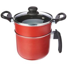 Cuscuzeiro 14 Vermelho C/Tampa De Vidro Dona Chefa Medio