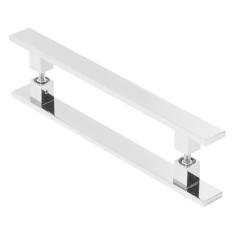 Puxador De Porta Pivotante Barra Chata Duplo Cromado 90Cm