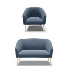 Kit 01 Namoradeira 02 Lugares E 01 Poltrona Azul Marinho