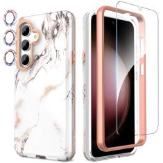 SHEDEER Capa projetada para Samsung Galaxy S24, com capa de câmera brilhante e protetor de tela, padrão chique à prova de desbotamento, proteção à prova de choque, capa de telefone fina para S24,