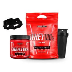 Combo Whey Protein 100% + Creatina Grande Shaker Luva Expres-Unissex