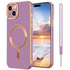 SouLips Capa para iPhone 14, capa para iPhone 14 [compatível com MagSafe] Alça magnética fina e fina para pulso para carro com suporte para celular à prova de choque para iPhone 14 de 6,1 polegadas,