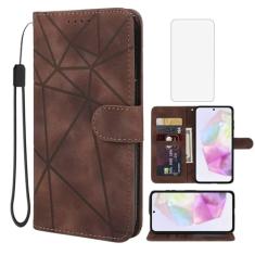 Wanyuexes Capa para Galaxy A35 5G, capa carteira para Samsung A35 SM-A356B com protetor de tela de vidro temperado, pele sensação de pele flip suporte suporte para cartão de crédito capa de telefone
