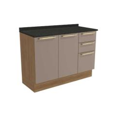 Balcão de Cozinha Modulado Botanic M624 c/3 Gavetas e 2 Portas c/Tampo