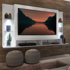Painel TV 60" com 4 Leds e Prateleiras de Vidro Vegas Multimóveis Bran