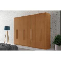 Guarda Roupa Casal Heros com 8 Portas e 4 Gavetas MDF Moderna, Natural