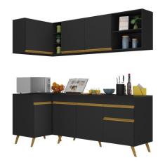 Armário de Cozinha Compacta de Canto Veneza Multimóveis V2058, Preto/D