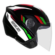 Capacete Moto Aberto Ebf Spark Jet Sting Preto, Verde, 56