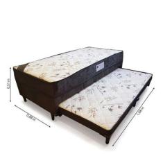 Cama Box Solteiro Conjugada com Espuma Dupla e Auxiliar Suede - GENKI 