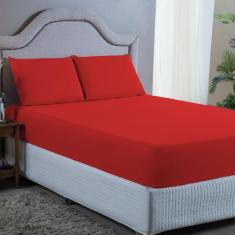 Jogo Lençol Cama Box Casal com Elástico e Fronha 400 Fios 03 Peças  - 
