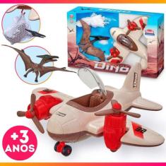 Avião De Brinquedo Dino Flying Com Dinossauro Rede De Caça Presente Me