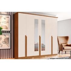 Guarda Roupa 6 Portas (2 c/ Espelho) e 6 Gavetas Andréas Nature/Off White - Henn