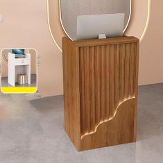 Mesa de recepção, balcão de varejo para caixa de compras, mesa de recepção de varejo, mesa de boas-vindas moderna, com luzes e gavetas com trava, para salão, recepção, escritório, supermercado,