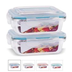 Kit Conjunto 2 Potes Vidro Hermético Tampa Plástico Marmita Mantimento