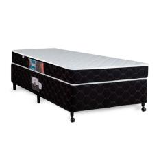 Cama Box Completa Solteiro Montblanc Double Face D33 Espuma 120x203x45cm Branco e Preto Montblanc