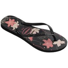 Chinelo Slim Organic 33/34 Preto/Cinza/Rosa Havaianas