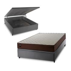 Conjunto Box Baú Atlanta Marrom 138x188x69 Espuma D45 - King House