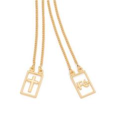 Escapulário Masculino Rommanel Banhado Ouro Medalhas Vazadas Cruz E Fé