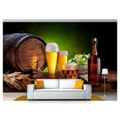 Papel De Parede Cerveja Bebida Barril Lupulo 3D Al72 - Você Decora