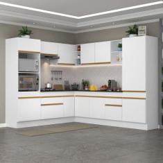 Armário Cozinha Completa de Canto Veneza Multimóveis V2081, Branco/Dou