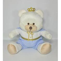 Urso De Pelúcia Príncipe Realeza Grande 50 cm Azul Bebê - PolyBaby