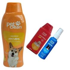 Kit POP Pet Clean Shampoo + Perfume + Condicionador Pet Cães, Natural 