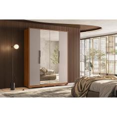 Guarda Roupa Solteiro Attore Nogueira Prime 4 Portas de Abrir 3 Gavetas MDP Touch-nude Demóbile