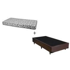 Cama Box Solteiro 88 Tecido Sintético Marrom com Colchão Nápoles Espuma D33 54x88x188