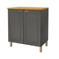 Balcão com Tampo 2 Portas 80cm Paris Indekes Cinza