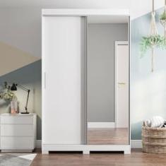 Guarda-Roupa Solteiro Bartira América com Espelho, 2 Portas, 2 Gavetas - 136,2cm de largura