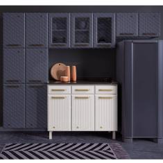 Balcão de Cozinha com Tampo 3 Portas 3 Gavetas Diamante Telasul Branco