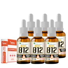 Kit Com 6 - Vitamina B12 Sublingual (Metilcobalamina) 20ml Flora Nativa + 1 Vitamim C+