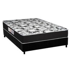 Cama Box Casal: Colchão Espuma D45 Luckspuma Gran Luck Black + Base CRC Suede Black(138x188)