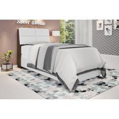 Cabeceira box Solteiro 0,88 Isis Malbec com Painel Class Branco - Framar Móveis