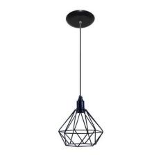 Luminaria Pendente Aramado Modelo Diamante - Preto
