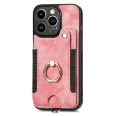 Capa de telefone de couro com anel de dedo para iPhone 15 Pro Max 14 13 12 11 Pro Max 15 Plus 13 Pro Carteira com compartimentos para cartão, rosa rosa, para iPhone 13